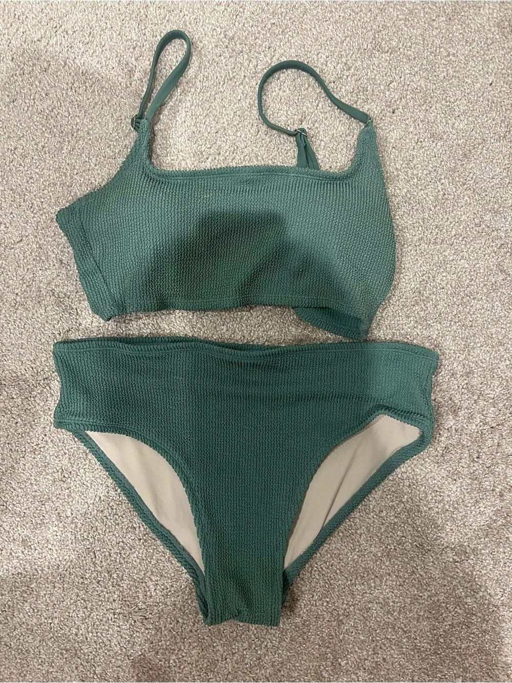 Textured Green Two-Piece Bikini Set